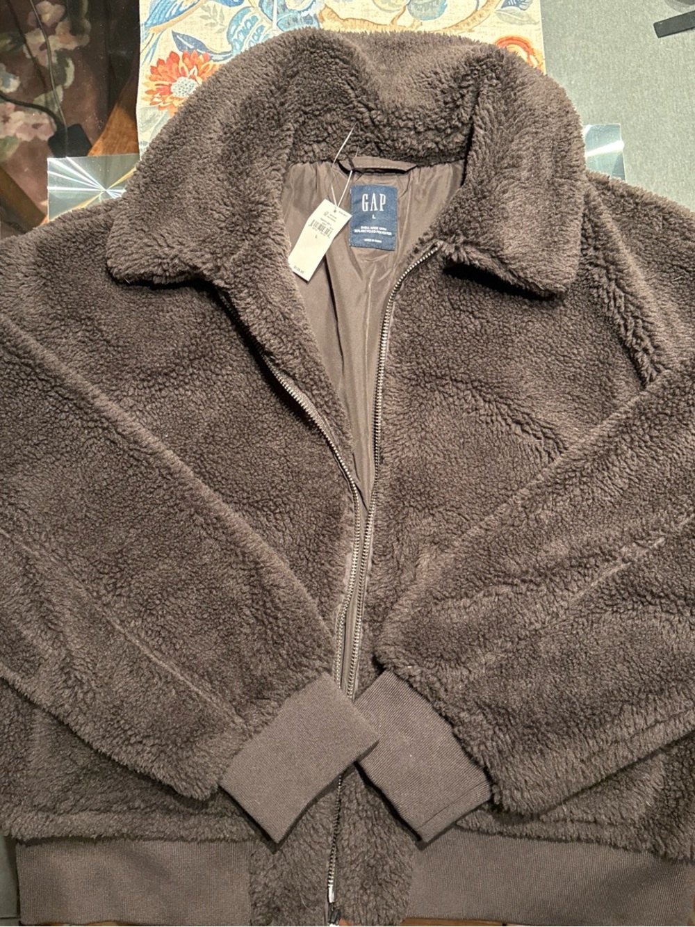 GAP Sherpa Moto Jacket Brown Large NWT